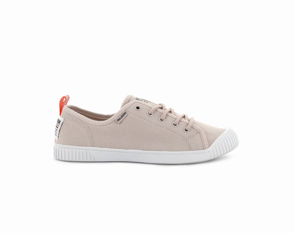 Palladium Easy Lace Canvas Damen Niedrige Sneaker Beige ||074689-RXV||